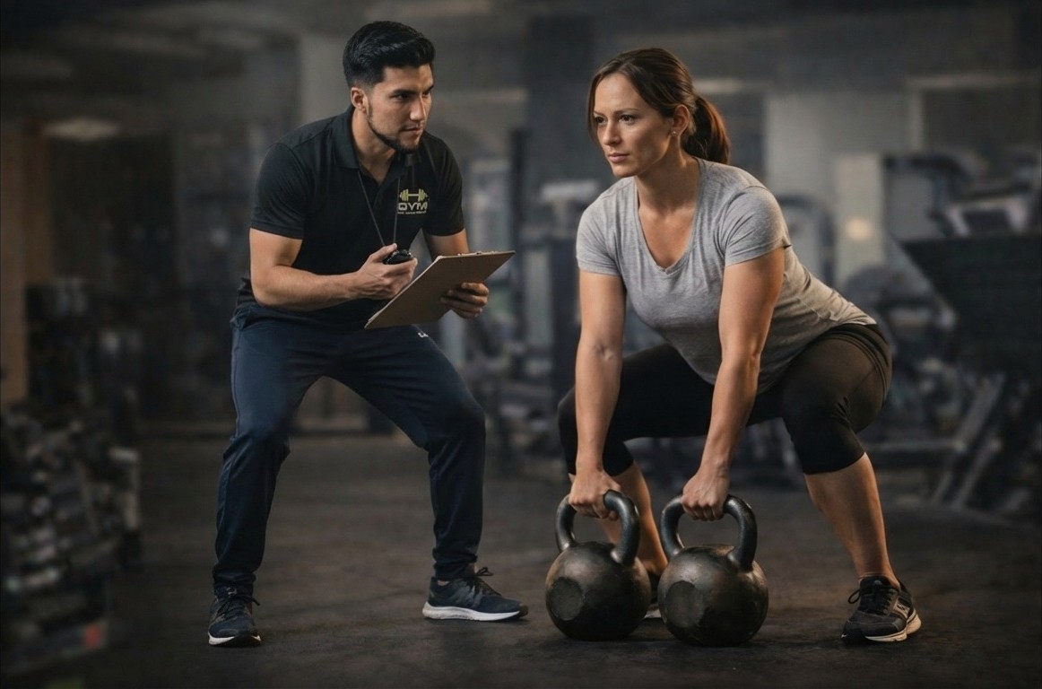 Athlete training in a premium gym environment